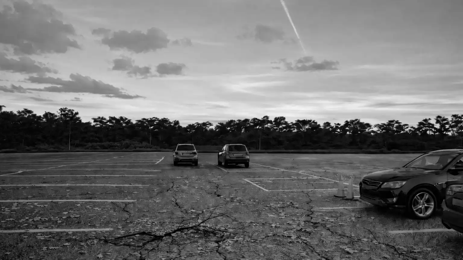 Photograph of a largely empty car park